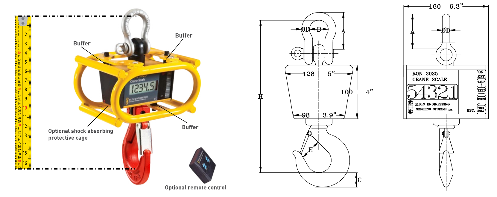 The Ron 3050 crane scale with optional cage